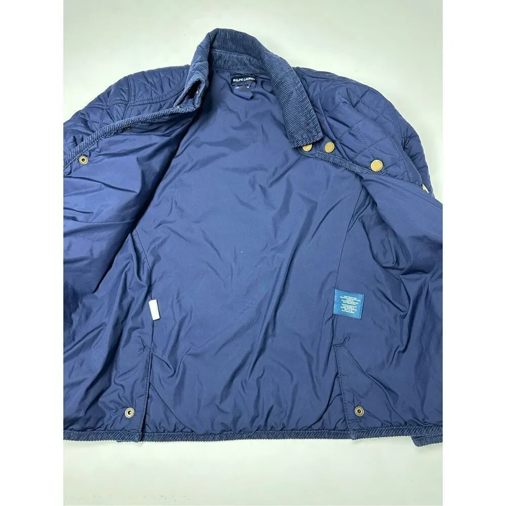 Ralph Lauren Quilted Corduroy Jacket Kids Size M 8/10 No Belt Snap Closure